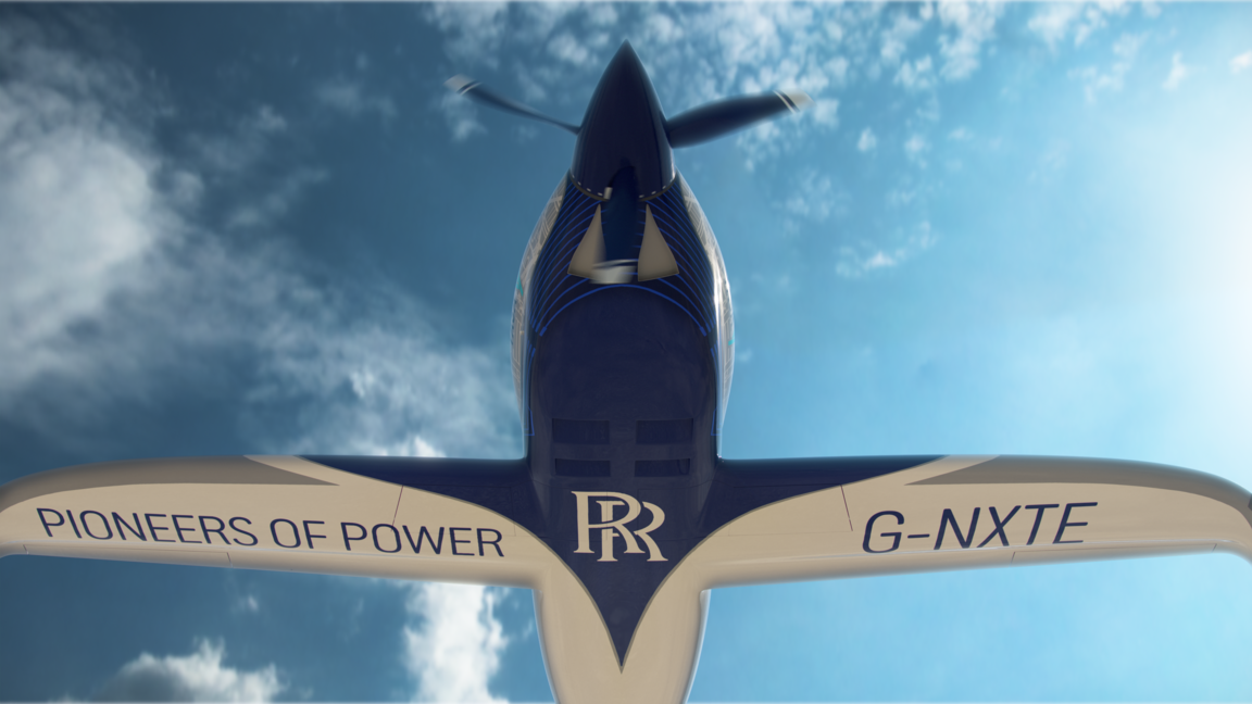 The underbelly of the Rolls Royce electric plane